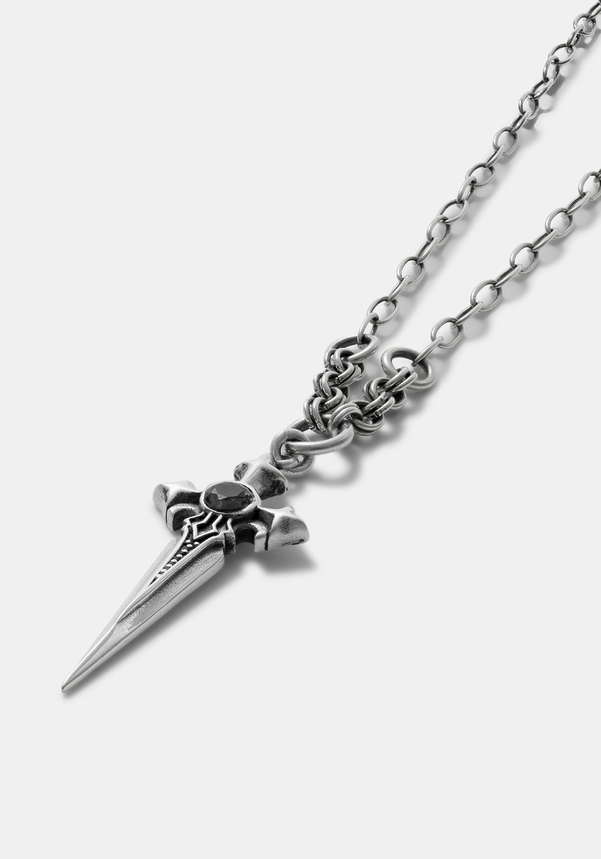 Sica Sword Sterling Silver Black Spinel Necklace