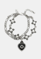 Amada Prickle Sacred Heart Layered Chunky Bracelet