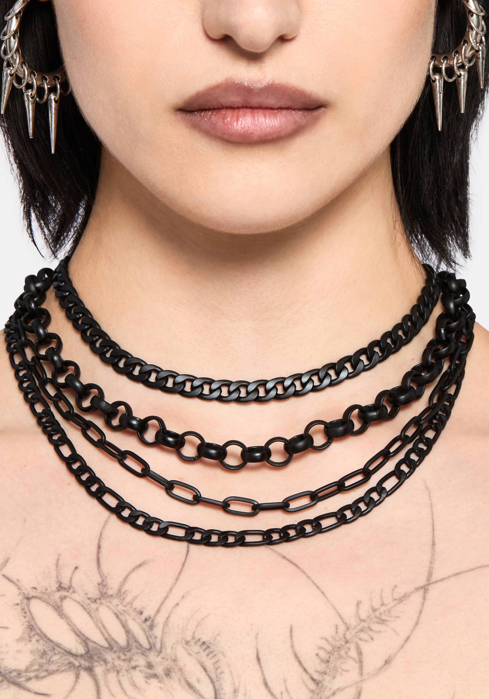 Chorx Layered Jet Chain Necklace