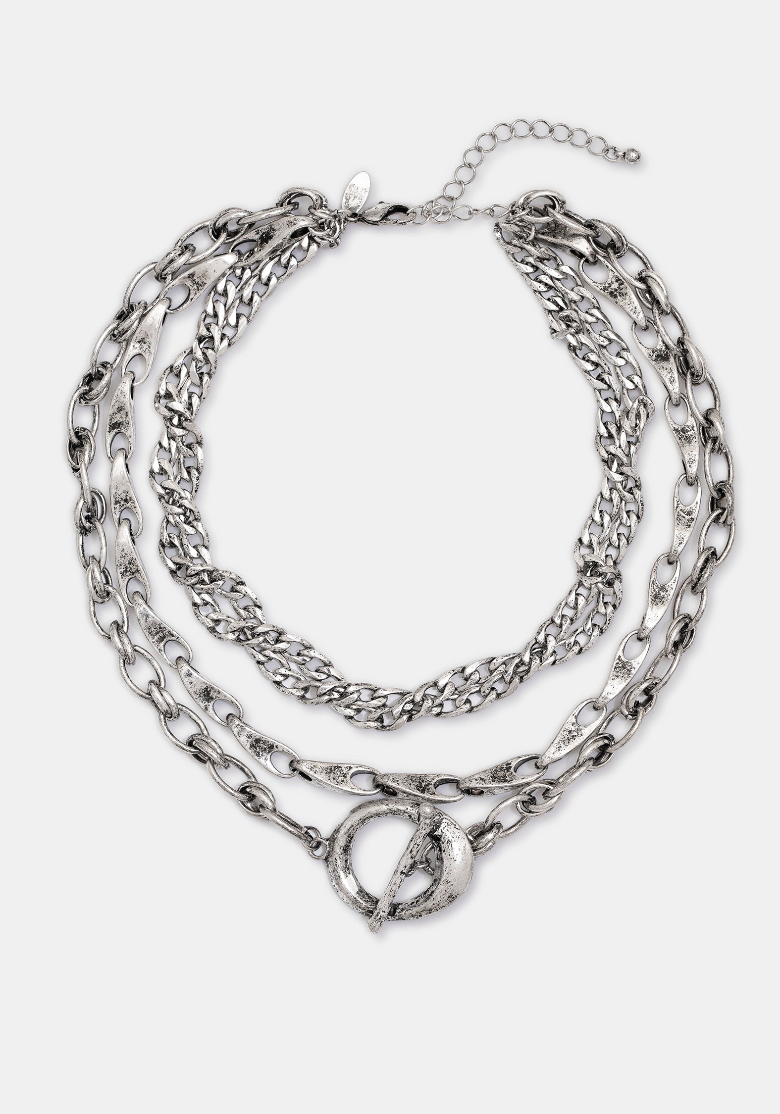 Golia Layered Chain T-Bar Necklace