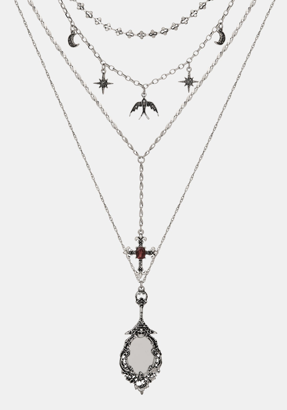 Orum Layered Charm Mirror Necklace