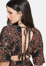 Mythos Print Kimono Sleeve Playsuit