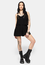 Genevra Embroidered Overlay Playsuit