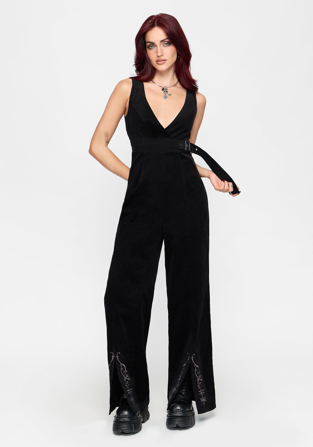Thea Buckle Fixed Wrap Wide Leg Jumpsuit