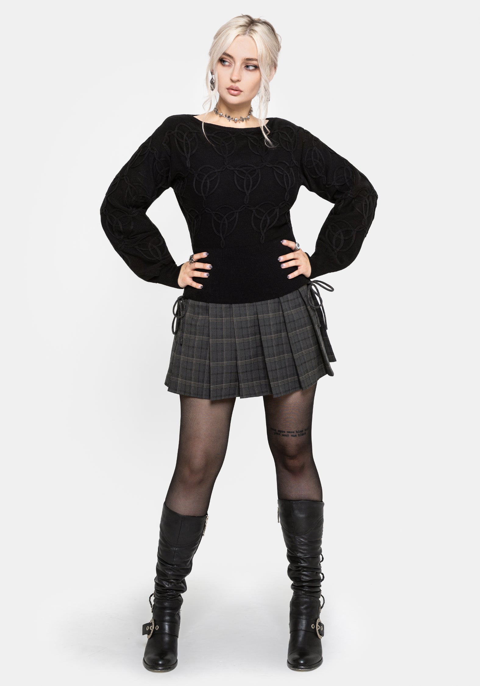Covet Cotton-Blend Witches Knot Cable Knit Jumper - Black