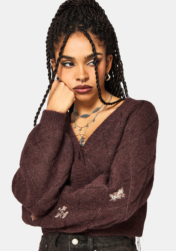 Maya Tile Embroidered Knit Cardigan