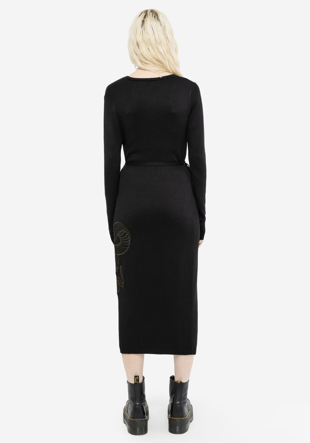 Serpent Snake Embroidered Knit Midi Dress – Disturbia