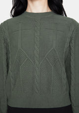 Noir Cotton Gothic Arch Cropped Cable Knit Jumper