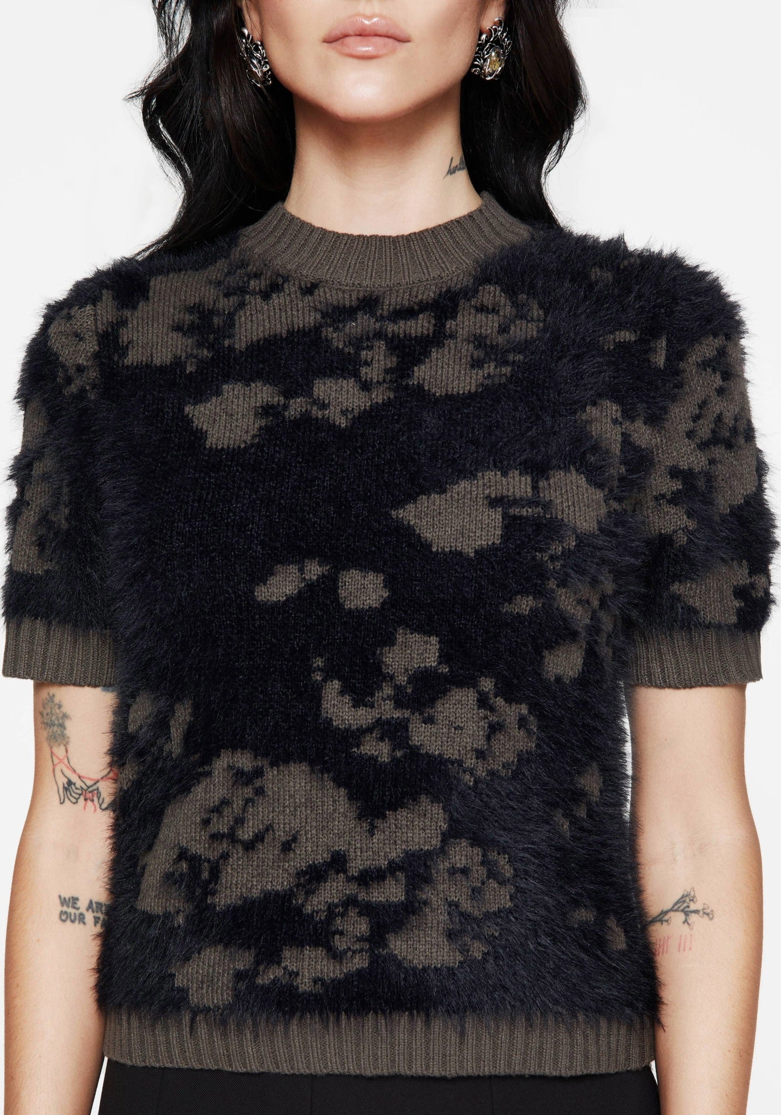 Myra Fluffy Short Sleeve Knit Top