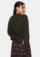 Eclipsia Floral Embroidered Cropped Knit Jumper