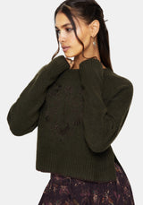 Eclipsia Floral Embroidered Cropped Knit Jumper