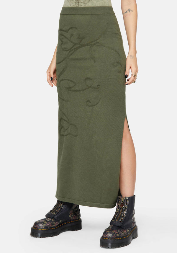 Elixir Branch Detail Knit Maxi Skirt
