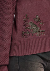 Dana Floral Moth Embroidered Jumper - Purple