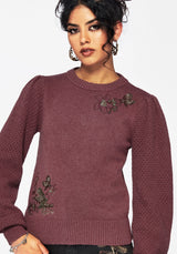Dana Floral Moth Embroidered Jumper - Purple