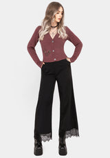 Dana Floral Moth Embroidered Cardigan - Purple