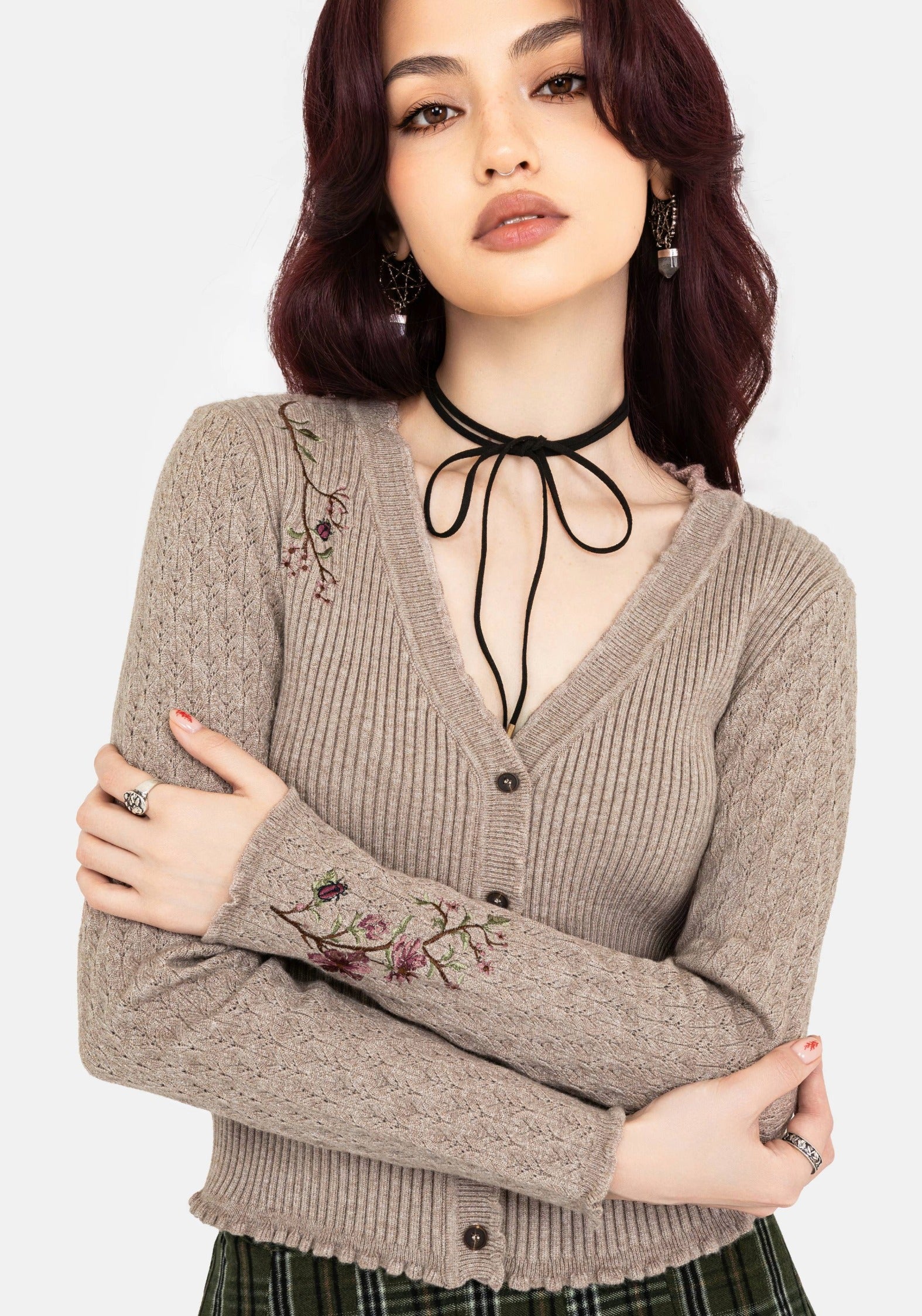 Tantra Floral Beetle Embroidered Cardigan