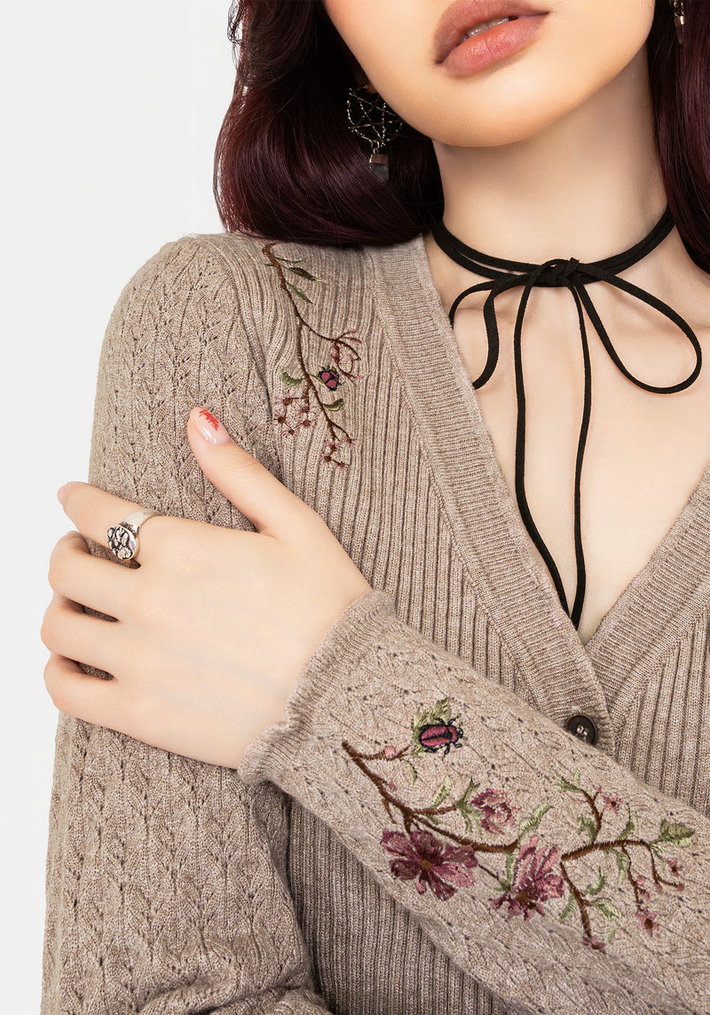 Tantra Floral Beetle Embroidered Cardigan
