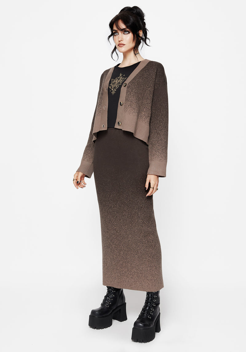 Nightjar Ombre Knit Maxi Skirt - Taupe