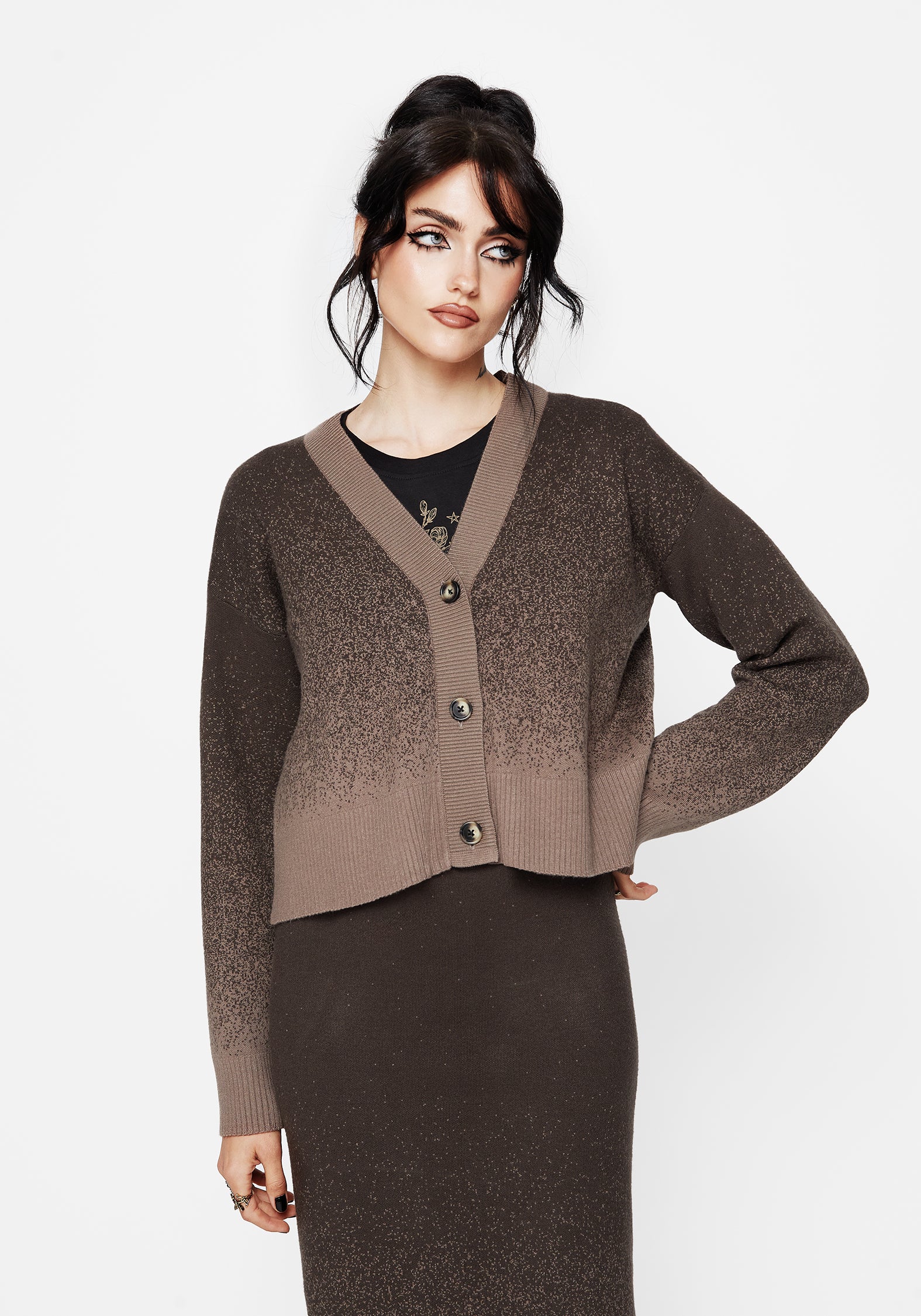 Nightjar Ombre Knit Cardigan - Taupe – Disturbia