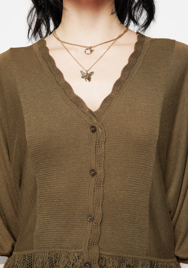 Avalon Puff Sleeve Button Up Knit Blouse