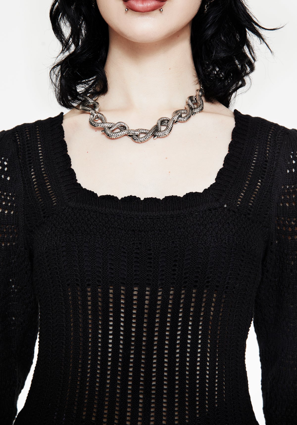 Danica Ladder Stitch Square Neck Knit Top