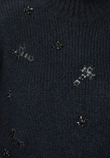 Phantom Cotton Embellished Cross Crop Jumper