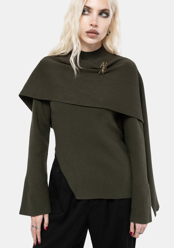 Symphony Scarf Cape Flare Knit Top