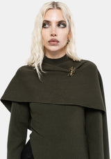 Symphony Scarf Cape Flare Knit Top