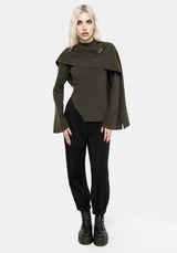 Symphony Scarf Cape Flare Knit Top