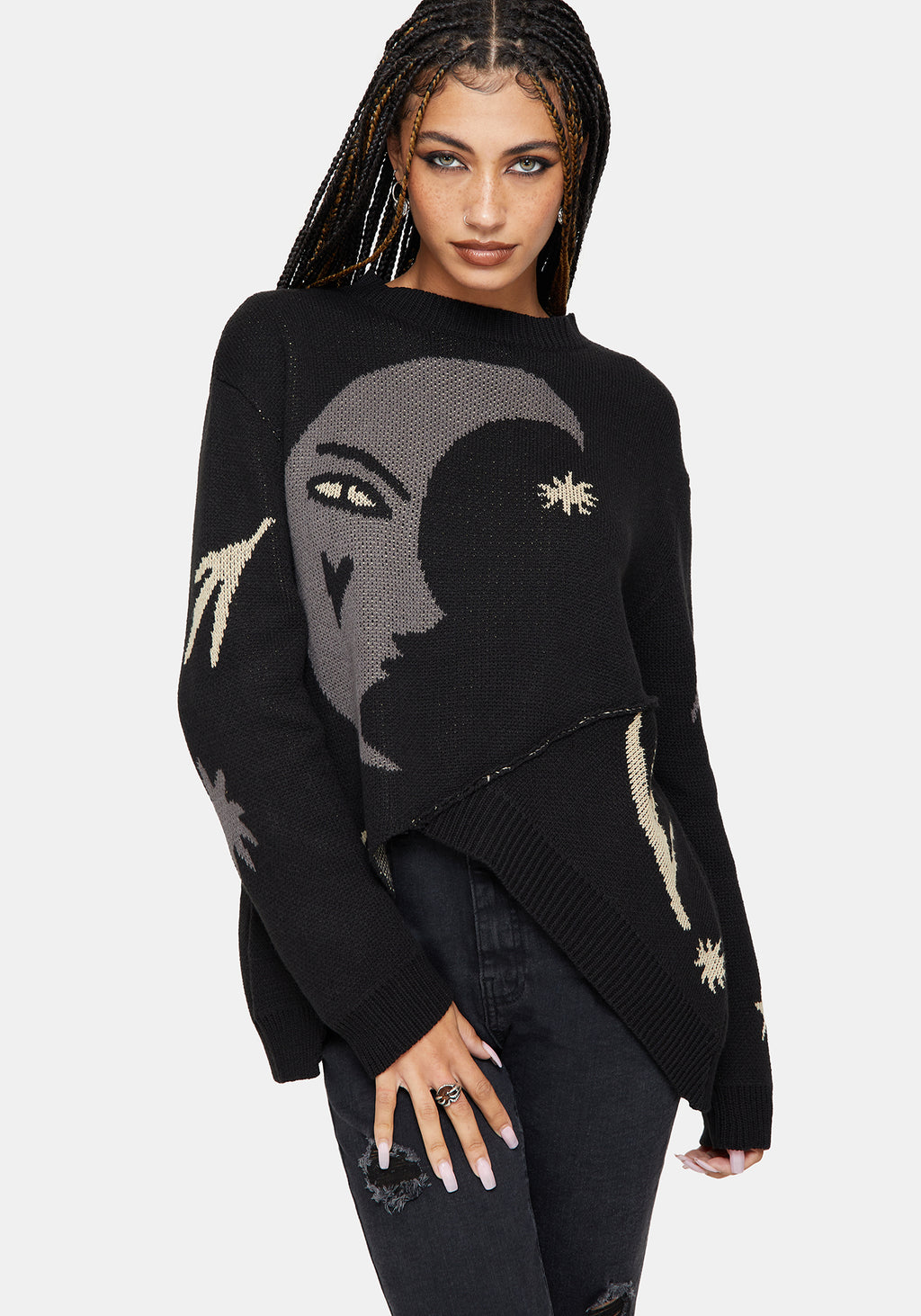 Vesper Cotton Asymmetric Knit Jumper โ Disturbia