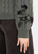 Clara Cotton Floral Embroidered Cable Knit Jumper