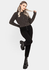 Serena Cross Pointelle Button Down Knit Cardigan