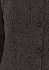 Serena Cross Pointelle Button Down Knit Cardigan