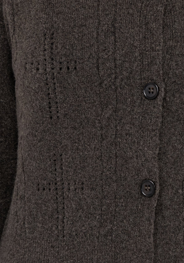 Serena Cross Pointelle Button Down Knit Cardigan