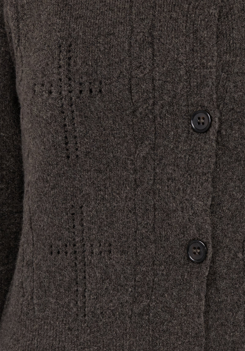 Serena Cross Pointelle Button Down Knit Cardigan