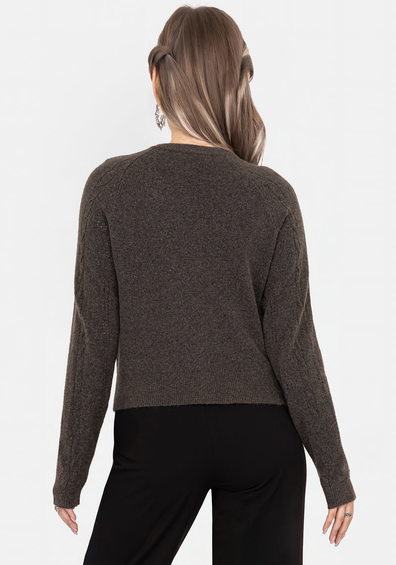 Serena Cross Pointelle Button Down Knit Cardigan