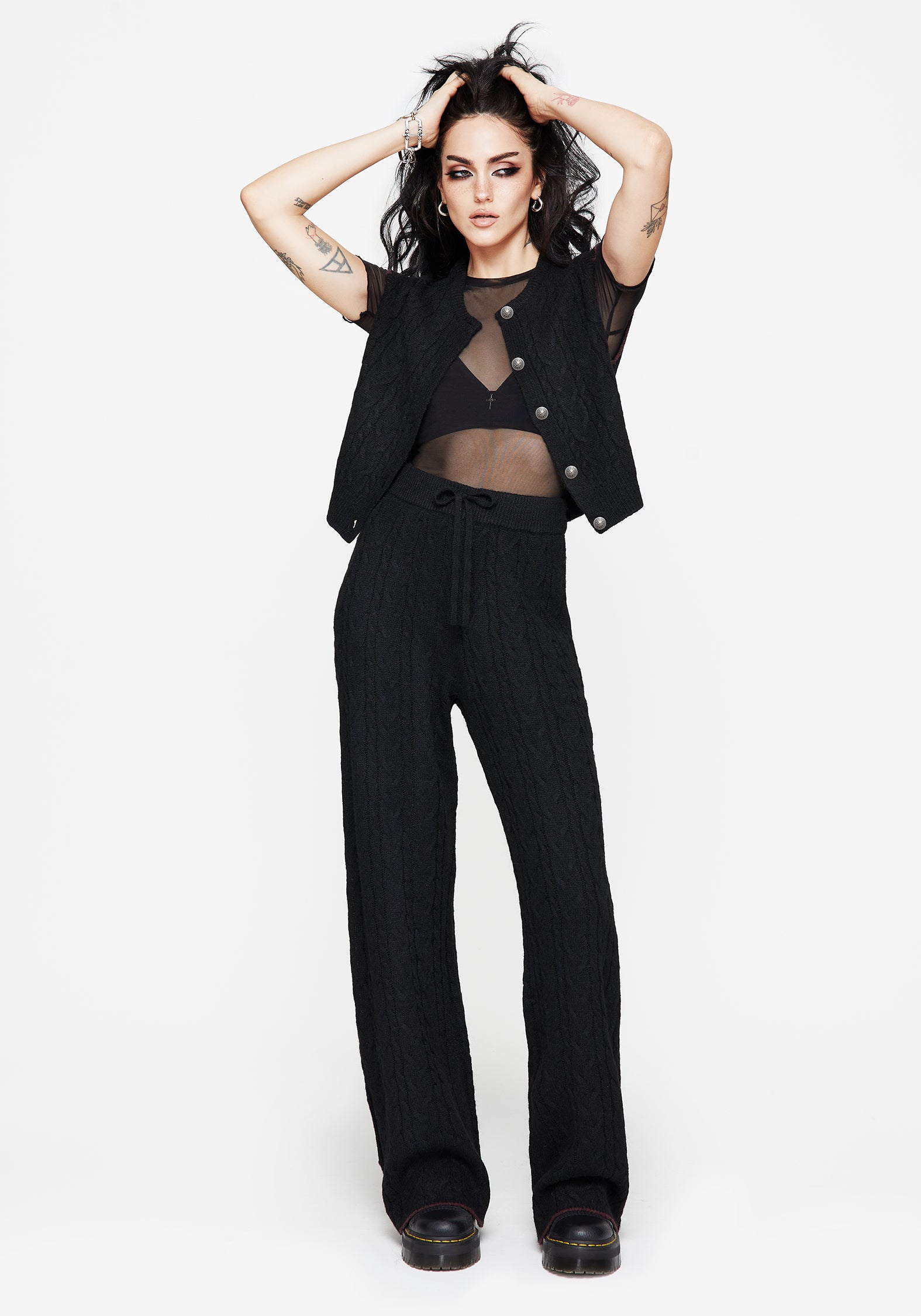 Sophia Button Up Cable Knit Waistcoat