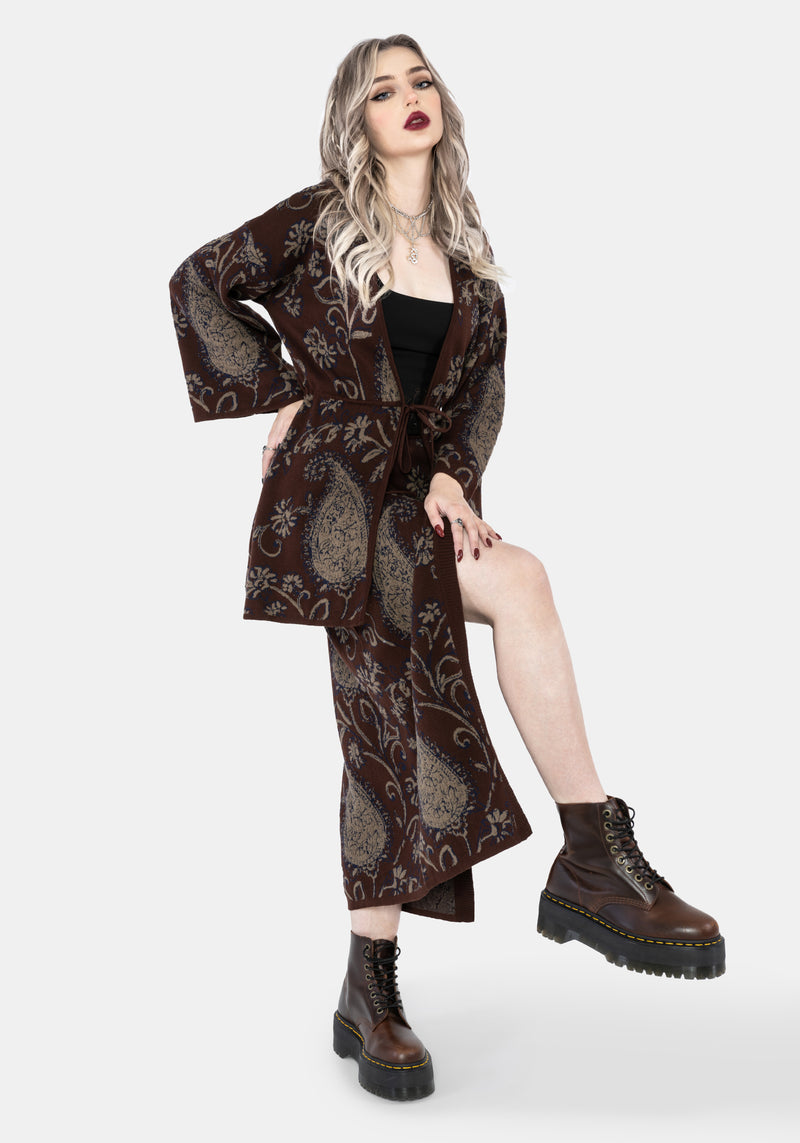 Gillian Cotton Paisley Knit Midi Wrap Skirt