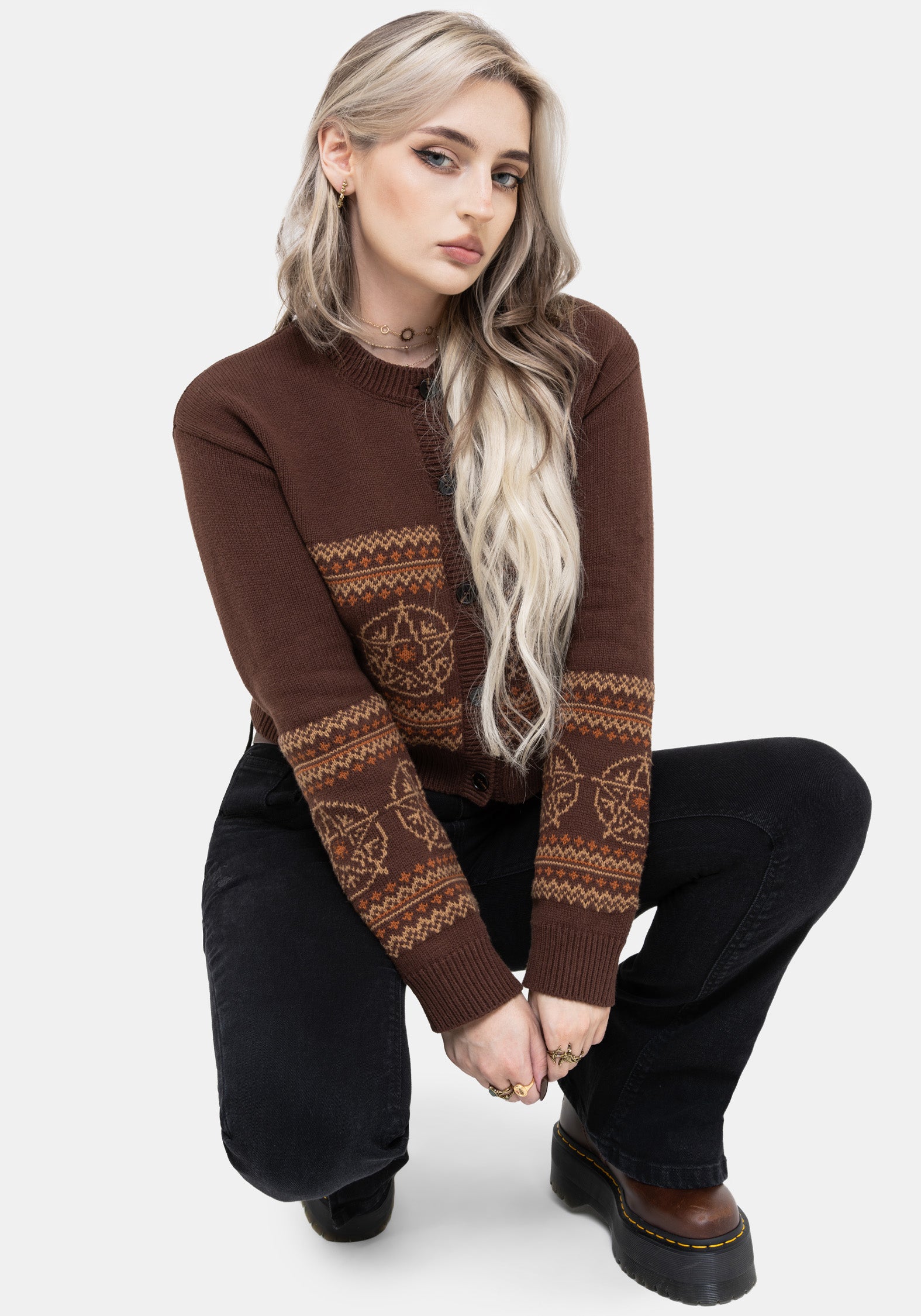 Olympia Pentagram Fairisle Knit Cardigan – Disturbia