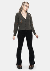 Hexborn Baba Yaga V Neck Embroidered Knit Cardigan