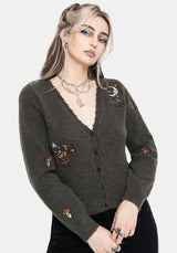 Hexborn Baba Yaga V Neck Embroidered Knit Cardigan