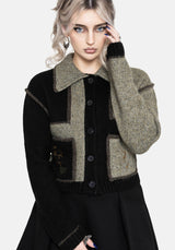 Polly Collared Patch Embroidered Knit Cardigan