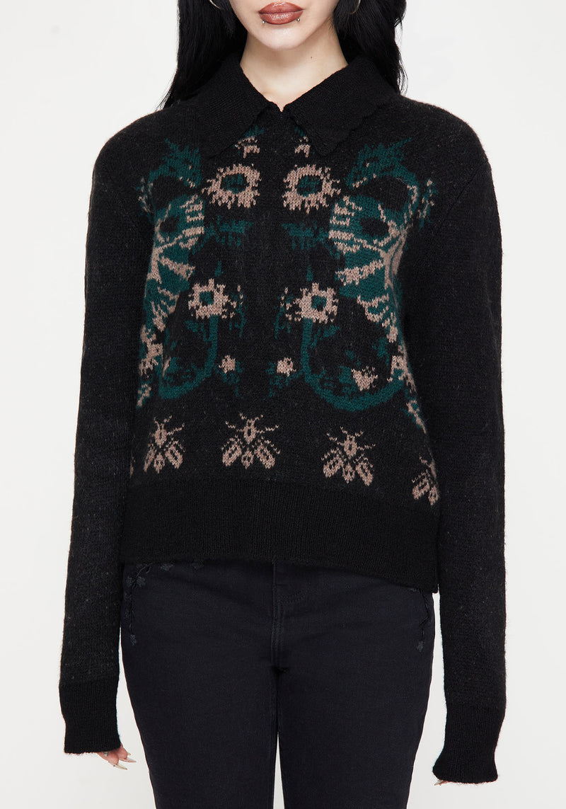 Aura Dragon Jacquard Collar Knit Jumper