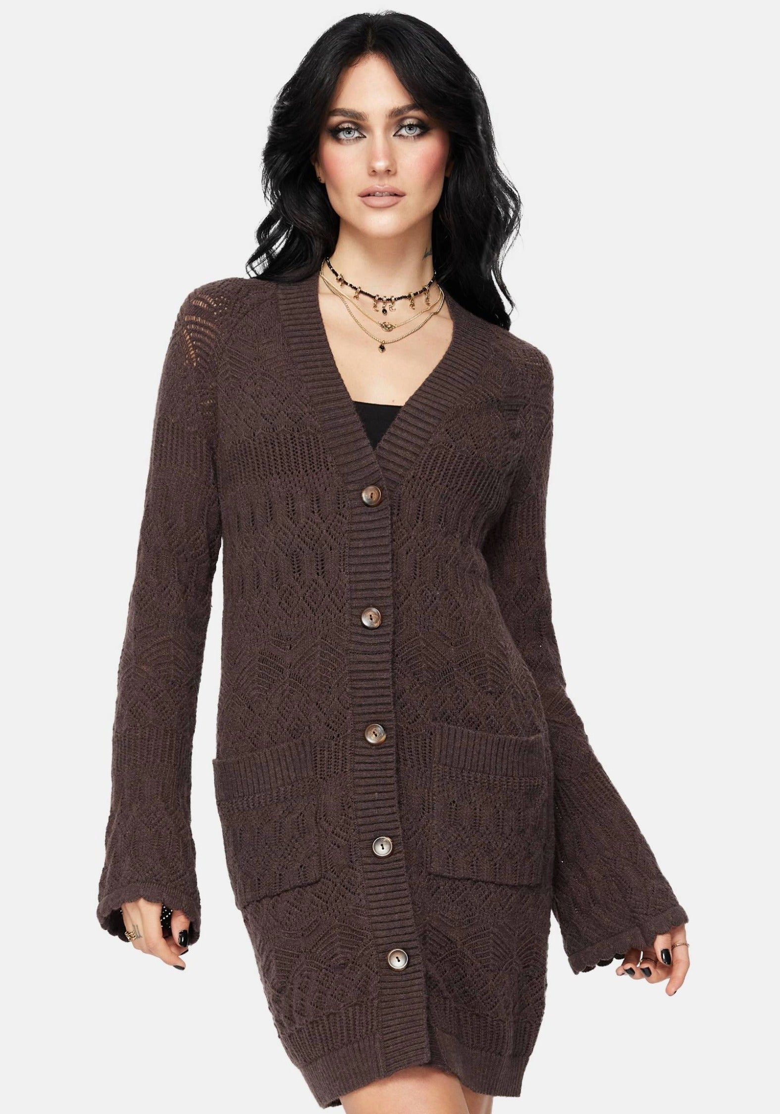 Cadmium Chunky Ribbed Longline Cardigan – Disturbia