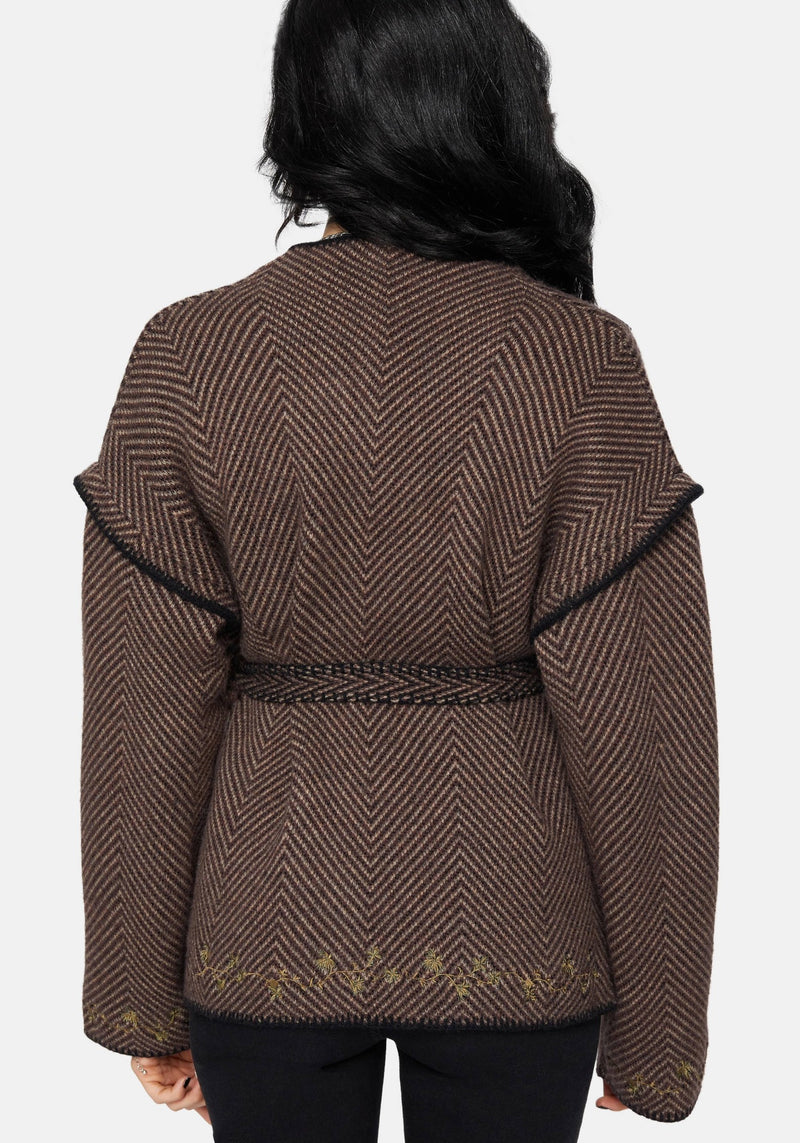 Maraea Belted Herringbone Coatigan