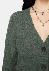 Cadmium Pointelle Knit Cardigan - Teal