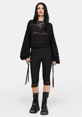 Cherith Balloon Sleeve Pointelle Stripe Jumper