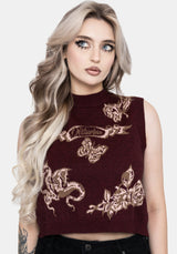 Rowana Dragon Printed Backless Knit Vest