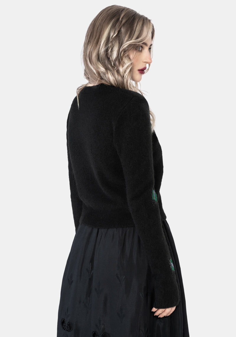 Lament Beaded Bug Embellished Knit Cardigan