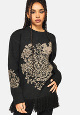 Dia Fringe Hem Jacquard Knit Jumper